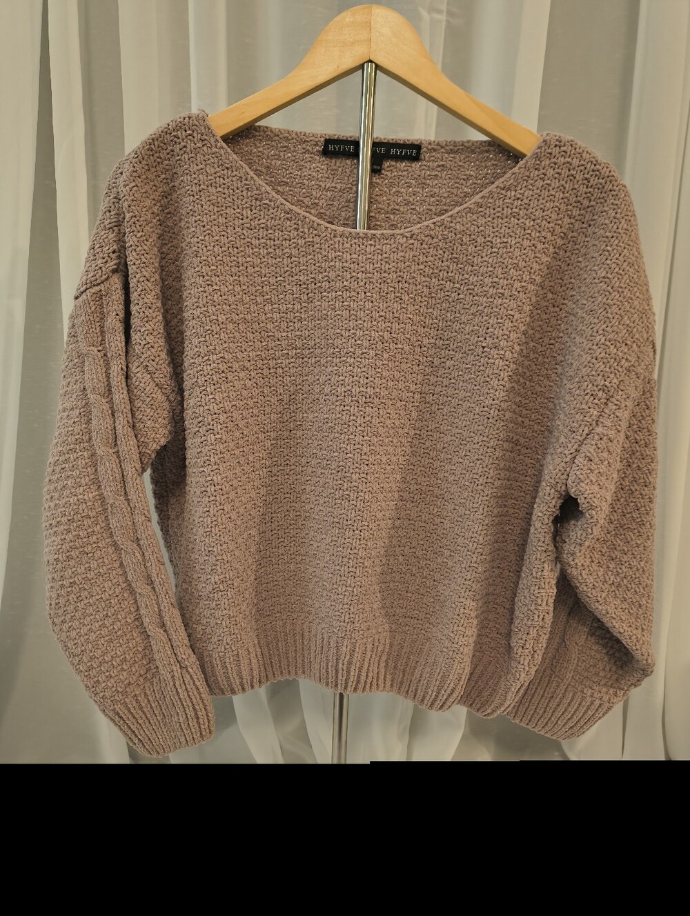 HYFVE Mauve-Taupe Knit Bubble Sleeve Sweater